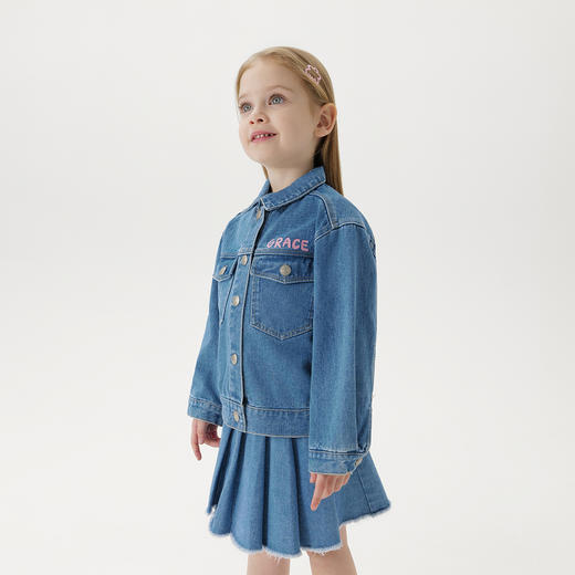 马克珍妮女童可爱小鹿软牛仔外套儿童上衣2024年秋装新款241500 商品图1