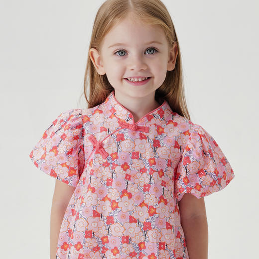 马克珍妮女童新中式碎花旗袍连衣裙儿童裙子2024年夏装新款240686 商品图4