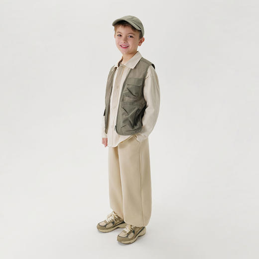 [山系户外]马克珍妮男女童镂空网眼拼接多口袋工装马甲春装550351 商品图2