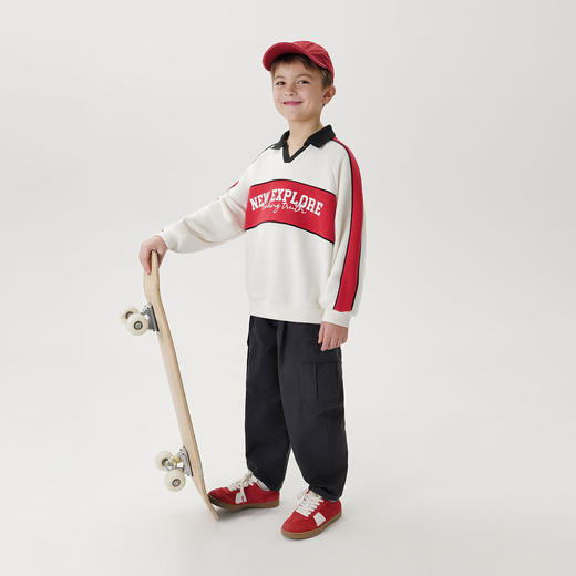 马克珍妮男童美式学院polo领卫衣 儿童上衣2025年春装新款250067 商品图1