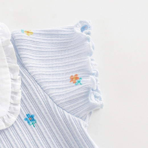 马克珍妮女童满底花卉娃娃领短袖T恤儿童纯棉上衣夏装新款240760 商品图4