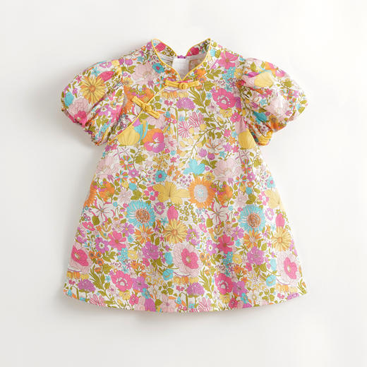 马克珍妮女童新中式碎花旗袍连衣裙儿童裙子2024年夏装新款240686 商品图3