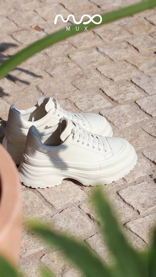 MUX迈思2025新款百搭增高牛皮休闲鞋撞色系带 商品图0