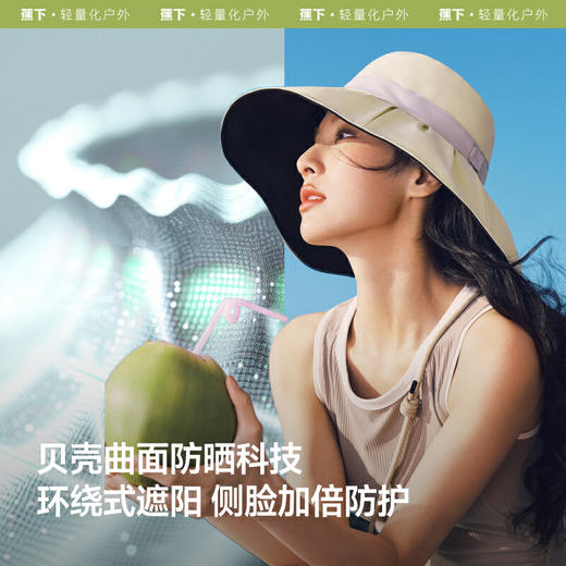 【云粉节】【2件8.5折】6楼蕉下女士贝壳渔夫黑胶防晒帽BM50725吊牌价269 商品图2