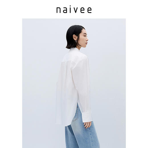 naivee纳薇宫里的世界百色谱系列秋冬新款新中式盘扣匹马棉衬衫/新24FC49644 商品图4