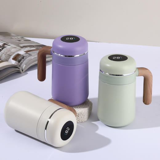 【智能温显316不锈钢保温杯】男女办公室咖啡杯带手柄 茶水分离泡茶杯  情人节l 商品图0