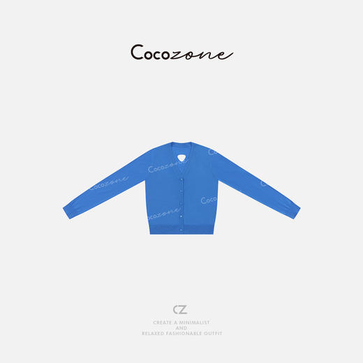 COCO ZONE 100绵羊毛设计感后幅镂空V领针织开衫CD1A0155 商品图1