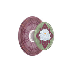 【白莲花度假村】莲花图腾·MagSafe圆啪嗒 MAGSAFE磁吸手机气囊支架 Round圆啪嗒系列 图腾 莲花 撞色 植物花卉 国风