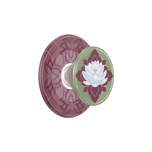 【白莲花度假村】莲花图腾·MagSafe圆啪嗒 MAGSAFE磁吸手机气囊支架 Round圆啪嗒系列 图腾 莲花 撞色 植物花卉 国风 商品图0