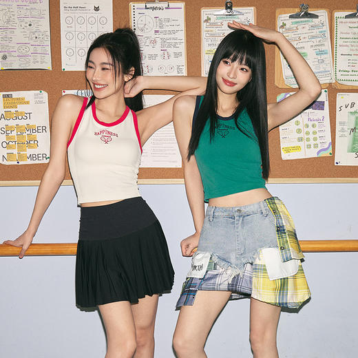 Leorrey/乐拉一体织中强度高弹撞色亲肤透气运动背心复古风WX1095 商品图3