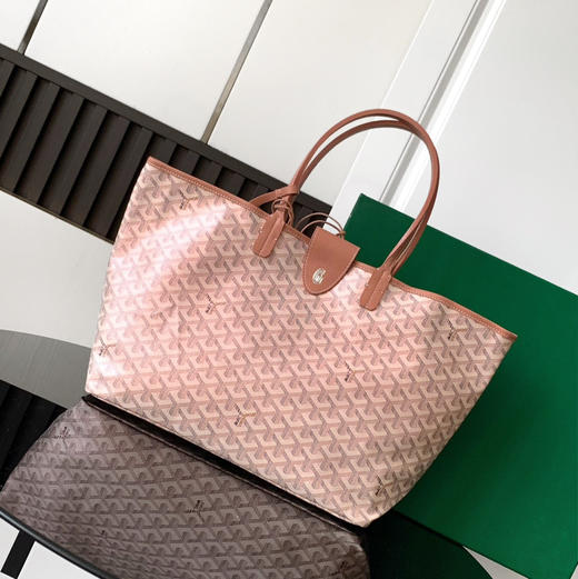 GOYARD 戈雅 Saint Louis 三色 V 形图案可拆卸小包 帆布拼皮革 帆布包托特包Tote包购物袋手提包 珠光粉（CB） 商品图2