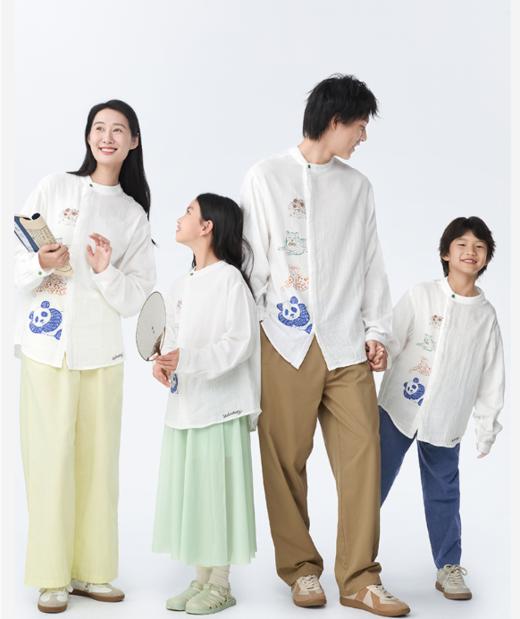 老米优品🎈 【品牌授权】《动物世界亲子复古国风衬衫》纯棉双层纱！森林棠25春款  国风斜襟小立领亲子款纱布衬衫20522502 商品图0