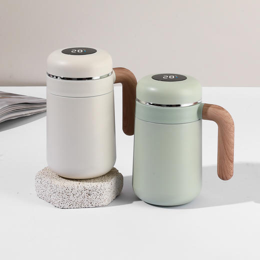 【智能温显316不锈钢保温杯】男女办公室咖啡杯带手柄 茶水分离泡茶杯  情人节l 商品图3