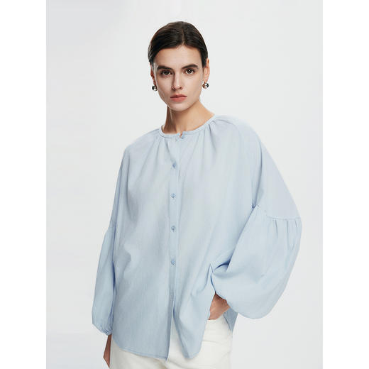 棉仓362604015-初棉天丝棉灯笼袖衬衫 商品图0