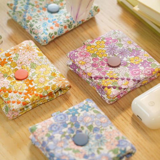 北欧碎花系列蓝牙耳机包数据线收纳包蓝牙耳机包小包布艺拉链迷你U盘U盾保护便携 商品图2