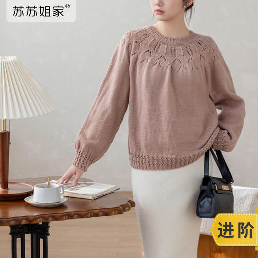 苏苏姐轻羽圆领套头衫手工DIY棒针衣服毛线团羊毛线编织材料包 商品图0