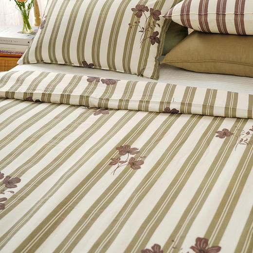 复古条纹系列全套一整套亚麻透气亲肤厚单人一体被子 商品图4