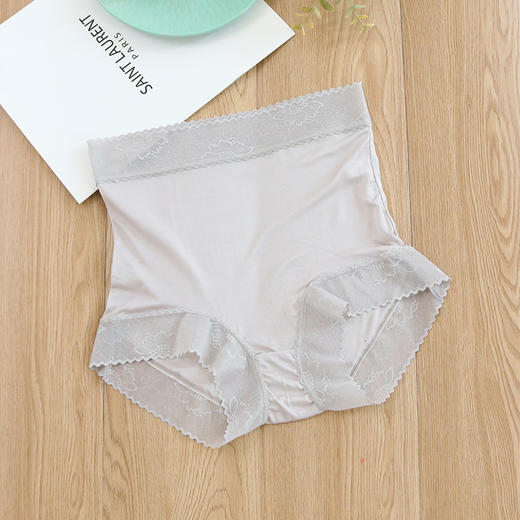雀说真丝高腰内裤女蕾丝性感桑蚕丝短裤平角裤包臀透气舒适AL 商品图7