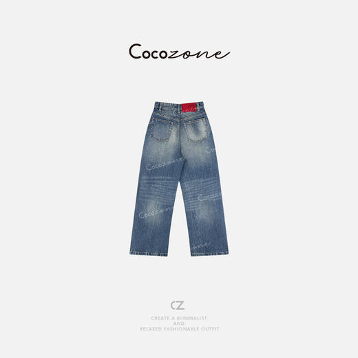 COCO ZONE 100棉美式复古水洗直筒牛仔裤ACD1A0001 商品图1