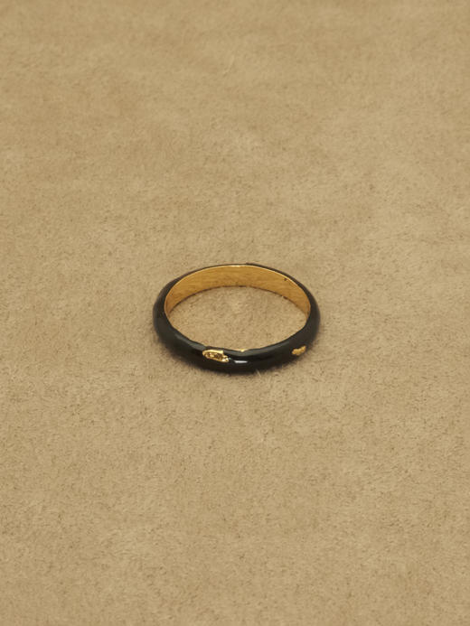 HANYING｜细圈黑珐琅戒指 HY-PR-20 商品图0