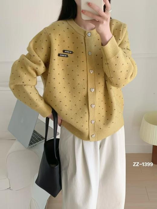 2025新款韩系毛衣开衫！春款爱心纽扣羊毛混纺毛衣外套！ 商品图4