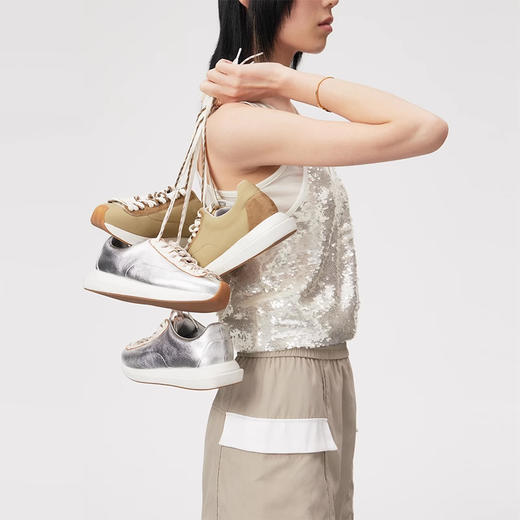 lost in echo2025春夏新款时尚真皮厚底增高阿甘鞋运动休闲鞋女 商品图5