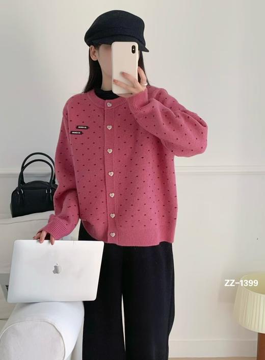 2025新款韩系毛衣开衫！春款爱心纽扣羊毛混纺毛衣外套！ 商品图0