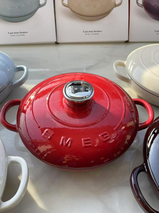 【多功能珐琅锅】原单出口SM*G铸铁锅珐琅锅26cm 加厚搪瓷不粘锅炒菜炖煮焖烧锅海鲜煲 电磁炉燃气通用汤锅 商品图7