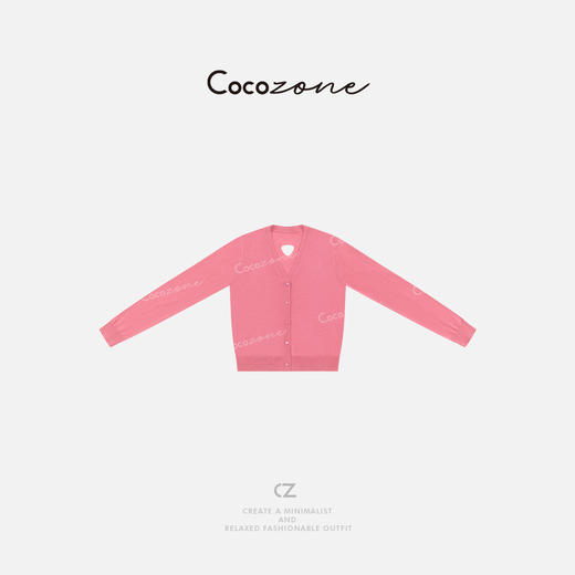COCO ZONE 100绵羊毛设计感后幅镂空V领针织开衫CD1A0155 商品图0