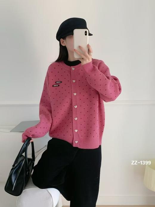 2025新款韩系毛衣开衫！春款爱心纽扣羊毛混纺毛衣外套！ 商品图3