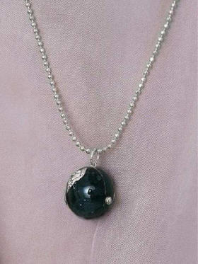 HANYING｜藏着珍珠的黑珐琅球项链 HY-PR-4