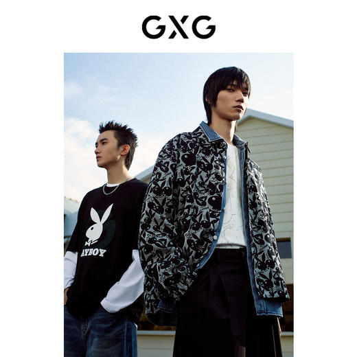 GXG男装黑色休闲短袖T恤 春季热卖T恤 商品图1