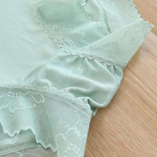 雀说真丝高腰内裤女蕾丝性感桑蚕丝短裤平角裤包臀透气舒适AL 商品图3
