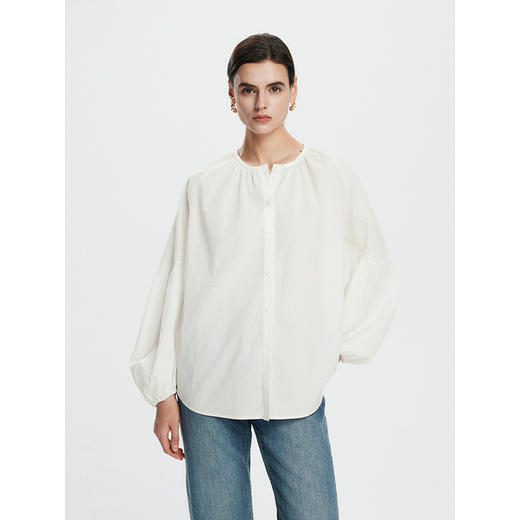 棉仓362604015-初棉天丝棉灯笼袖衬衫 商品图1