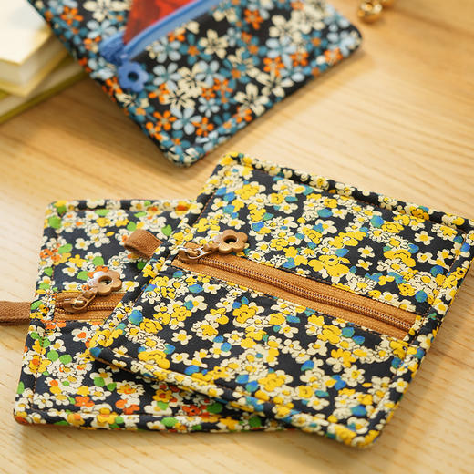 复古碎花系列卡包数据线包蓝牙耳机包小包布艺拉链迷你U盘U盾保护便携 商品图1