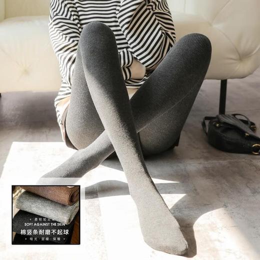 雀说羊绒竖纹打底裤保暖显瘦一体裤黑色踩脚连裤袜AL 商品图6