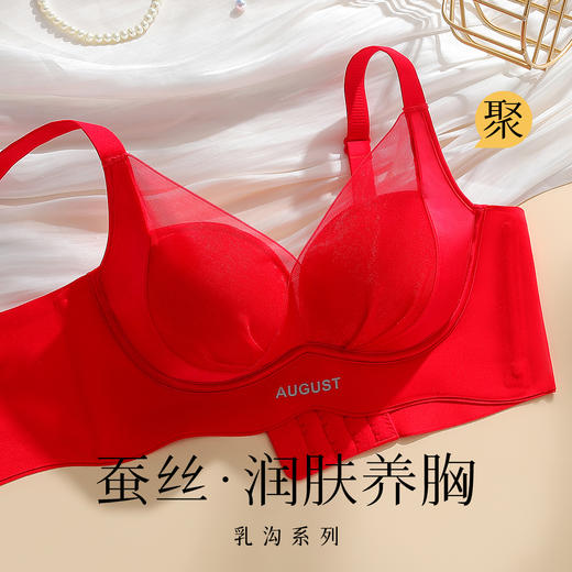【蚕丝养护小胸聚拢】轻奢性感美背调整型本命年红色内衣女文胸罩丝丝浅舞 商品图0