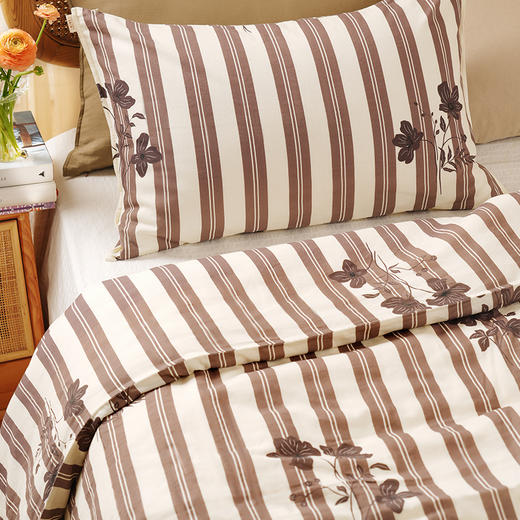 复古条纹系列全套一整套亚麻透气亲肤厚单人一体被子 商品图1