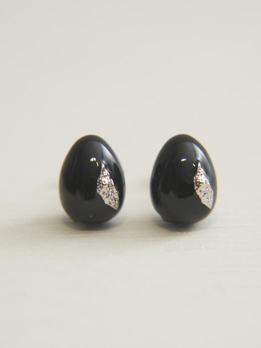 HANYING｜小号 水滴珐琅耳钉 [ 黑金HY-WTB-4 / 白银HY-WTB-3] 商品图1