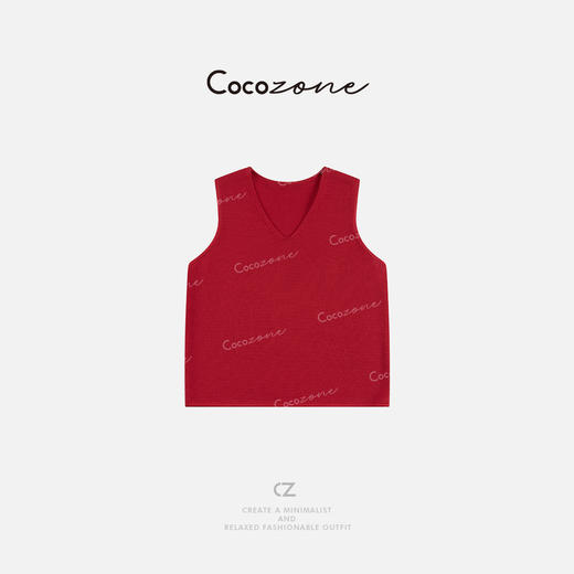 COCO ZONE 100绵羊毛春季V领无袖针织衫ACD2A0011 商品图0