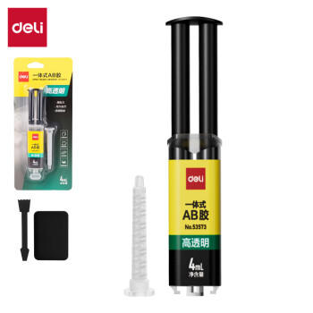 得力4ml针管型AB胶 一体式强力胶水 透明无痕胶 万能胶粘剂 可粘玻璃陶瓷金属塑料 办公用品 53573 商品图5