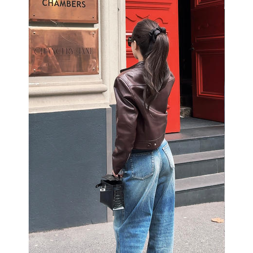 COCO ZONE “咖啡街区”高级感立领拉链皮衣外套ACC1D2741 商品图2