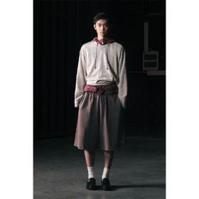 GOODBAI 916 磨毛做旧交叉领落肩长袖针织衫