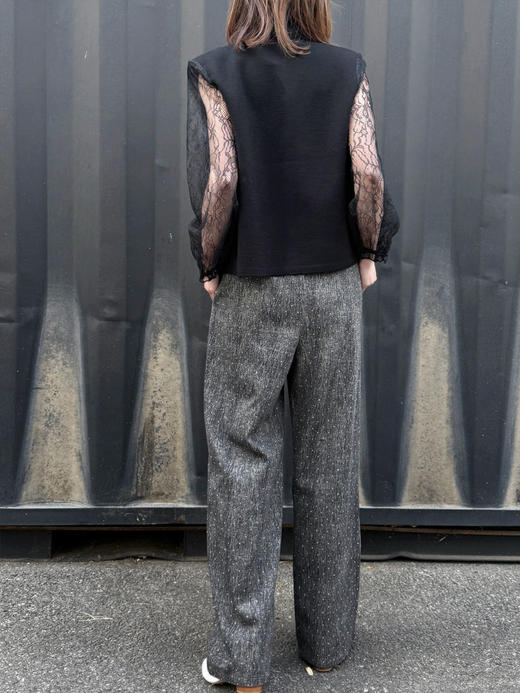 TYNVIE 蕾丝袖围巾领开衫-黑色 商品图14