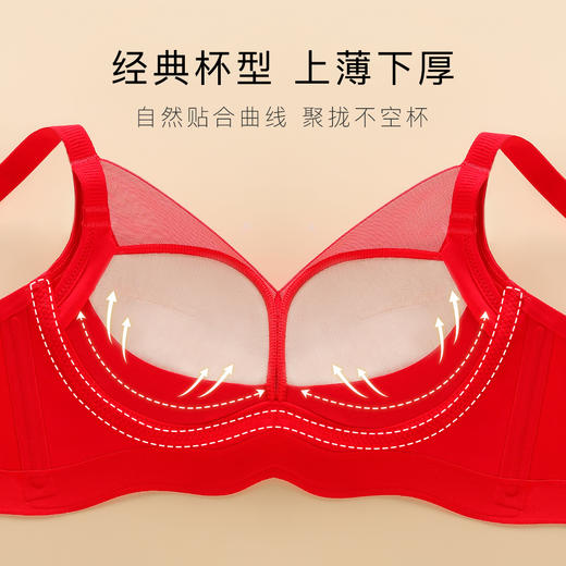 【蚕丝养护小胸聚拢】轻奢性感美背调整型本命年红色内衣女文胸罩丝丝浅舞 商品图4