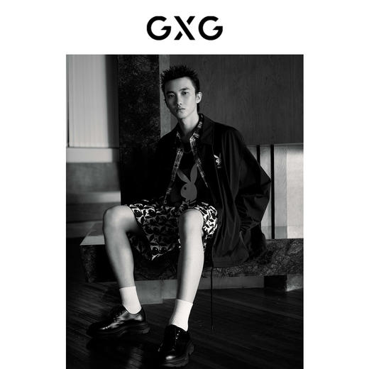 GXG男装  黑色翻领教练夹克 春季热卖夹克外套 商品图1
