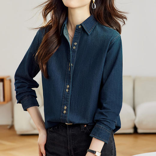 馥迦复古水洗做旧牛仔衬衫 商品图5