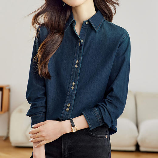 馥迦复古水洗做旧牛仔衬衫 商品图2