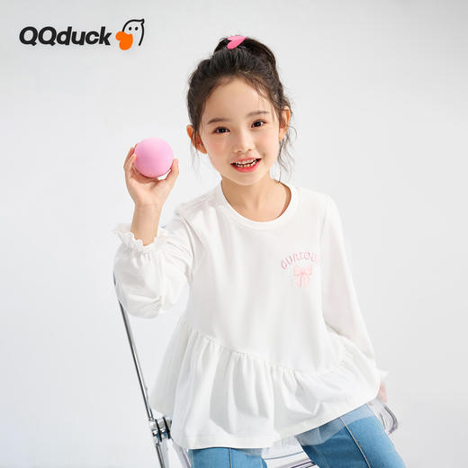 【清仓捡漏】【120-165】【可可鸭】女童春秋T恤网纱拼接甜美娃娃衫 商品图1