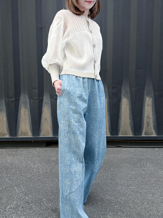 TYNVIE 欧根紗灯笼袖针织衫-米白 商品图9